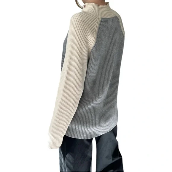 Vintage Ralph Lauren 100% Cotton Quarter Zip Pull Over Rib Knit Sweater Size L - Picture 10 of 13